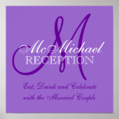 Purple Personalized Wedding Reception Sign Poster (Vorne)