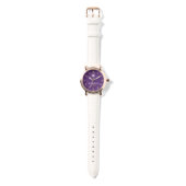 Purple Personalized with White Leather Custom  Armbanduhr (Riemen)
