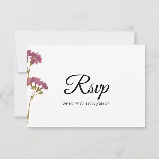 Purple Petunia Floral Wedding RSVP Card (Rückseite)
