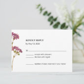 Purple Petunia Floral Wedding RSVP Card Karte (Stehend Vorderseite)