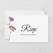 Purple Petunia Floral Wedding RSVP Card Karte (Rückseite)