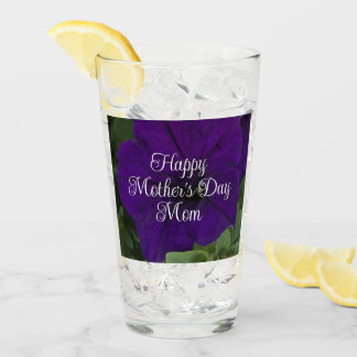 Purple Petunia Photo Best Mom Ever Mother's Day Glas