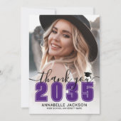 Purple Photo Graduation Dankeskarte (Vorderseite)