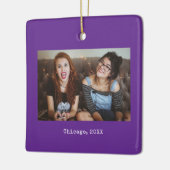 Purple Photo Keepsake Christmas Keramikornament (Links)