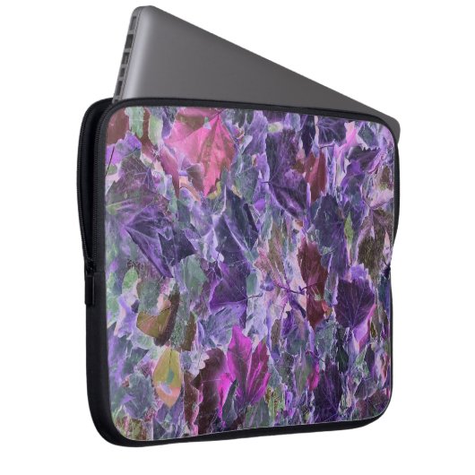 Purple Pink Abstract Leaves Natur Pattern Laptopschutzhülle (Vorne Rechts)