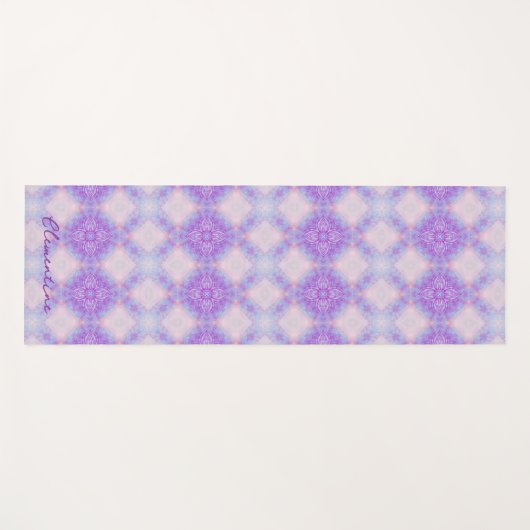 Purple Pink Abstract Mandala Kaleidoscopic Pattern Yogamatte (Vorderseite (Horizontal))