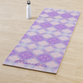 Purple Pink Abstract Mandala Kaleidoscopic Pattern Yogamatte