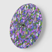 Purple Pink Abstract Mosaic Pattern Große Wanduhr (Winkel)