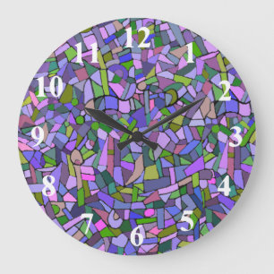 Purple Pink Abstract Mosaic Pattern Große Wanduhr