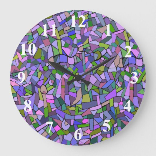 Purple Pink Abstract Mosaic Pattern Große Wanduhr (Vorderseite)