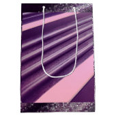 Purple pink abstract stripes with elegant sparkle mittlere geschenktüte (Rückseite)