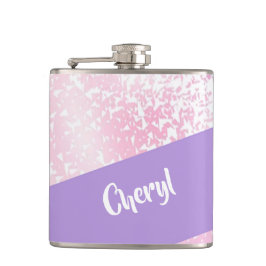 Purple, pink and white schatten glitter flachmann
