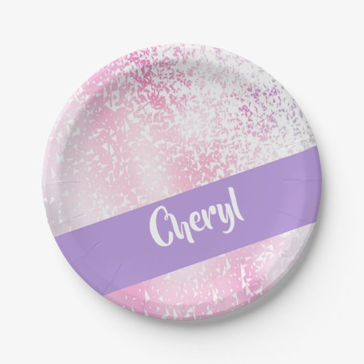 Purple, pink and white schatten glitter pappteller (Vorderseite)