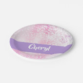 Purple, pink and white schatten glitter pappteller (Schrägansicht)