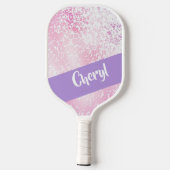 Purple, pink and white schatten glitter pickleball schläger (Rückseite)