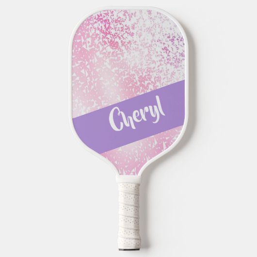 Purple, pink and white schatten glitter pickleball schläger (Vorderseite)
