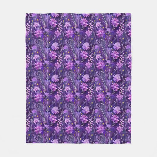 Purple Pink and Yellow Daisy Floral Pattern Fleecedecke (Vorderseite)