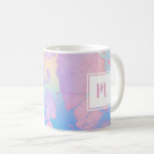 Purple pink blue marble watercolor modern monogram kaffeetasse (VorderseiteRechts)