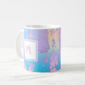 Purple pink blue marble watercolor modern monogram kaffeetasse (Vorderseite Links)