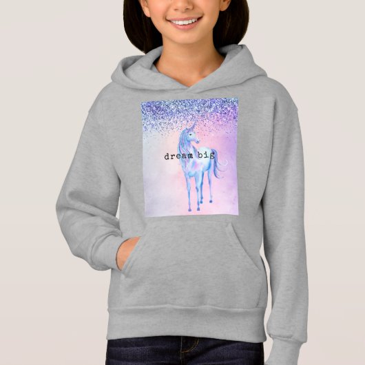 Purple Pink Blue Schatten Unicorn Glitter Hoodie (Vorderseite)