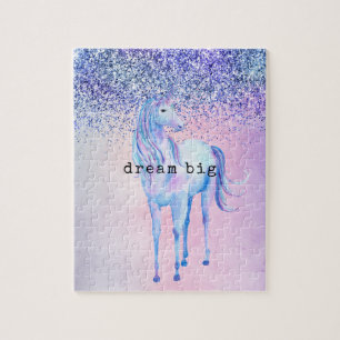 Purple Pink Blue Schatten Unicorn Glitter Puzzle