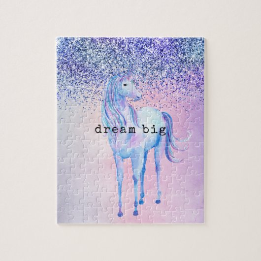 Purple Pink Blue Schatten Unicorn Glitter Puzzle (Vertikal)