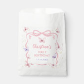 Purple Pink Bow Butterfly Birthday Party Geschenktütchen (Vorderseite)