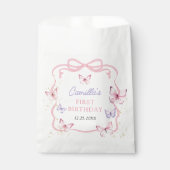 Purple Pink Bow Butterfly Girl Birthday Party Geschenktütchen (Vorderseite)