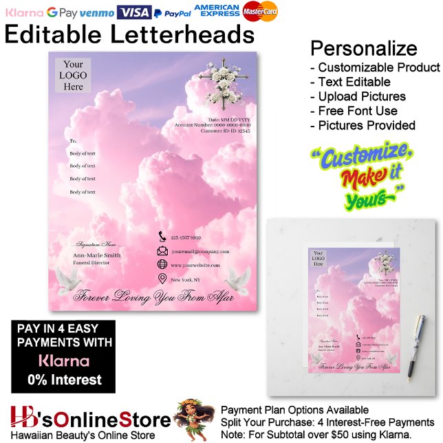 Purple Pink Clouds Dove Cross Funeral Memorial  Briefbogen (Purple Pink Clouds Dove Cross Funeral Memorial Letterhead.)