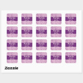 Purple Pink Damask Quadratischer Aufkleber (Blatt)