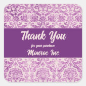 Purple Pink Damask Quadratischer Aufkleber (Vorderseite)