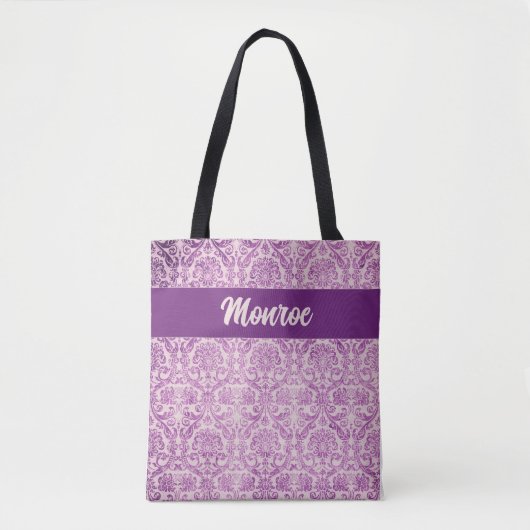 Purple Pink Damask Tasche (Vorderseite)