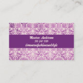 Purple Pink Damask Visitenkarte (Rückseite)