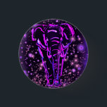 Purple Pink Elephant Button<br><div class="desc">Button with Neon Pink Purple Elephant Walking At Starry Night Magic Elephants Painted Buttons Gift Accessories - Choose / Add Your Unique Text / Color - Make Your Special Gift - Resize and move or remove and add elements / image with Customization tool ! - Drawing and Design by MIGNED....</div>