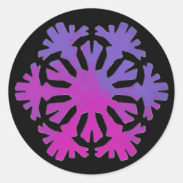 Purple Pink Floral Snowflake  Runder Aufkleber
