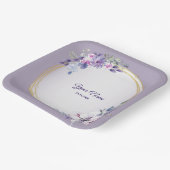 Purple Pink Floral Watercolor Golden Wedding Pappteller (Gewinkelt)