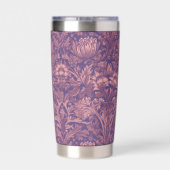 Purple Pink Floral William Morris Elegant Monogram Thermobecher (Rückseite)
