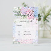 purple pink hydrangea paintings Wedding RSVP Card Einladung (Stehend Vorderseite)