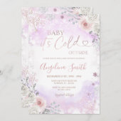 Purple Pink It’s Cold Outside Winter Baby Shower  Einladung (Vorne/Hinten)