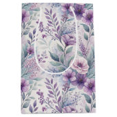 Purple, Pink, Lavender Floral Mittlere Geschenktüte (Vorderseite)