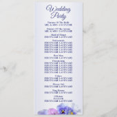 Purple Pink Lilac Pansy Floral Rustic Wedding Programm (Rückseite)