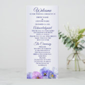 Purple Pink Lilac Pansy Floral Rustic Wedding Programm (Stehend Vorderseite)