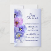 Purple Pink Lilac Pansy Floral Rustic Wedding Save The Date (Vorderseite)