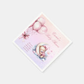 Purple Pink Moon Dreamy Baby Bear Baby Shower Napk Serviette (Ecke)