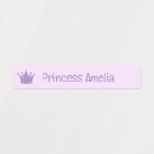 Purple Pink Peach Yellow Princess Crown Name Etiketten (Design 1)