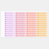 Purple Pink Peach Yellow Princess Crown Name Etiketten (Blatt)