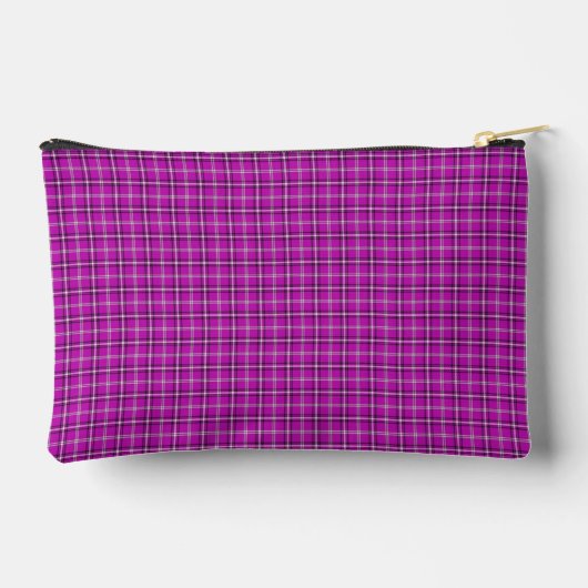 Purple Pink Plaid Classic Pattern Zubehörtasche (Rückseite)