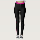 Purple Pink Side Stripe Black Leggings (Vorderseite)