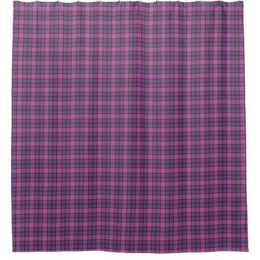 Purple Pink Teal Tartan Plaid Shower Curtain Duschvorhang (Vorderseite)