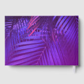 Purple Pink Tropical Palm Leaf Guest Book Gästebuch (Rückseite)
